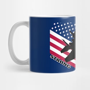 USA Strong - F-18 Silhouette with American Flag Mug